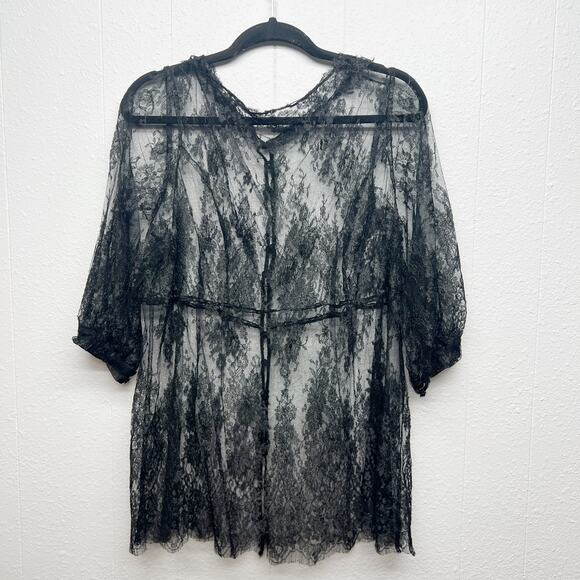 Women's Gothcore Whimsygoth Mystical Emo Babydoll Relaxed Black Lace Top Medium - Picture 1 of 10